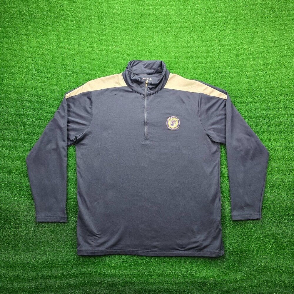 St‎ Louis Blues Sweatshirt Mens Large Long Sleeve 1/4 Zip Pullover NHL Hockey